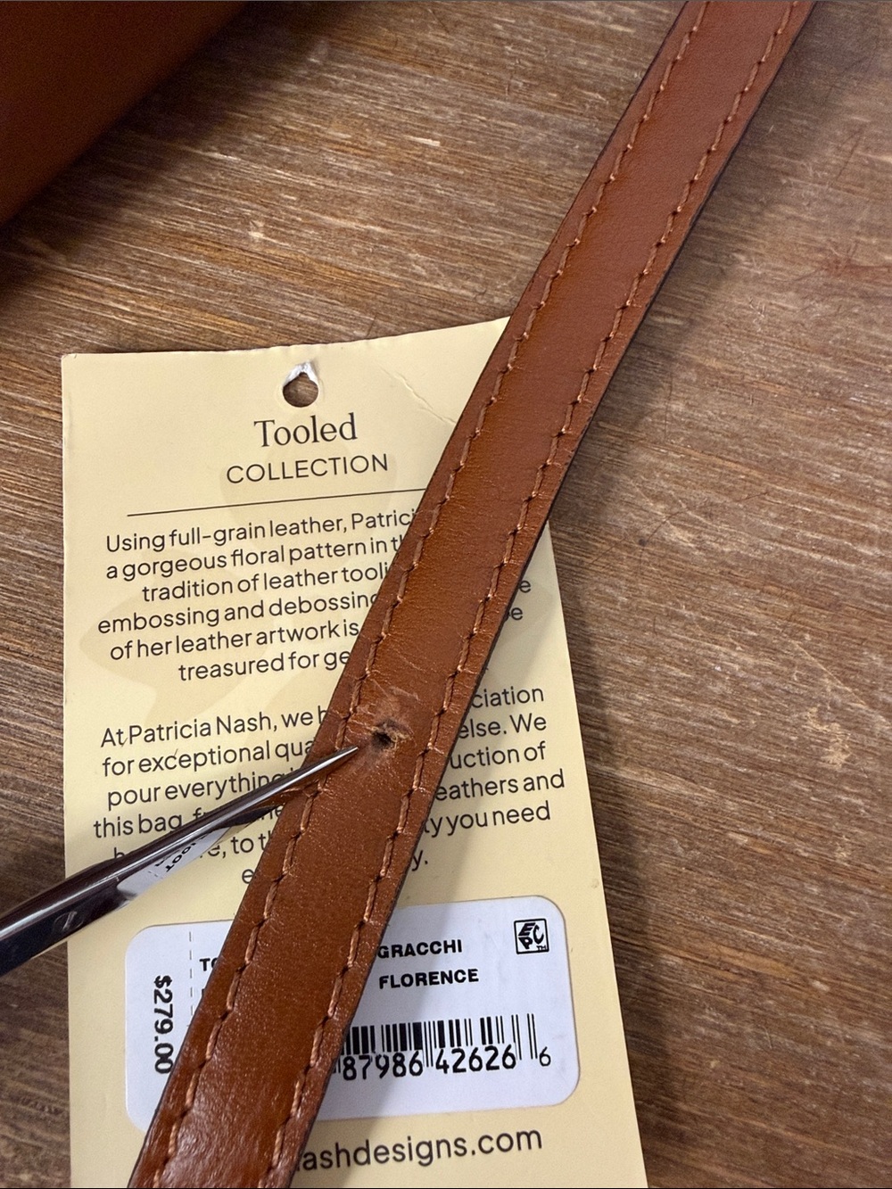 Patricia Nash Tooled Gracchi Florence Frame Satchel Leather Rich Brown Authentic - Picture 8 of 14